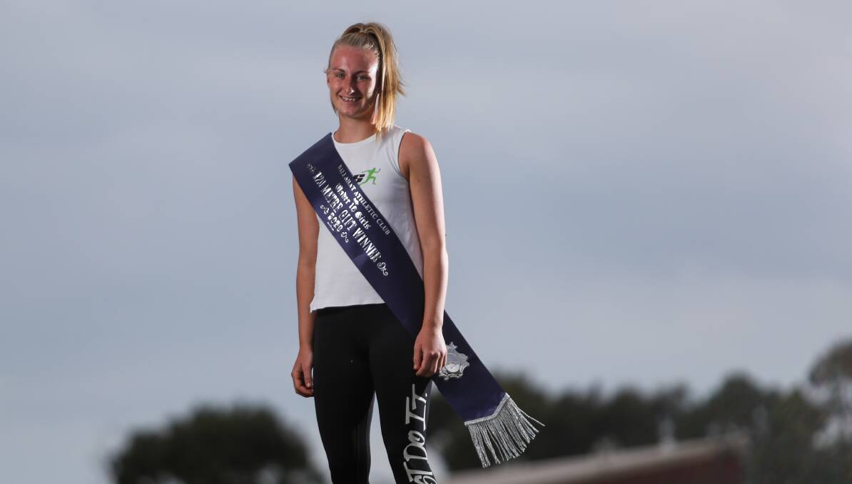 Thrilled: Warrnambool sprinter Layla Watson won the under 18 girls Ballarat Gift on the weekend. Picture: Morgan Hancock