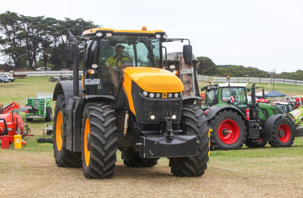 Moving in: A tractor is brought in for display at the Field Days site. Picture: Rob Gunstone