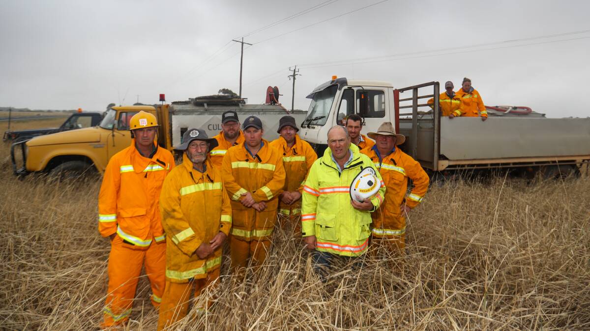 SHOCKED: Members of Caramut's CFA brigade including Geoff Howley are dumbfounded they have been told they can't complete a scheduled roadside burn to protect the community. Picture: Morgan Hancock 