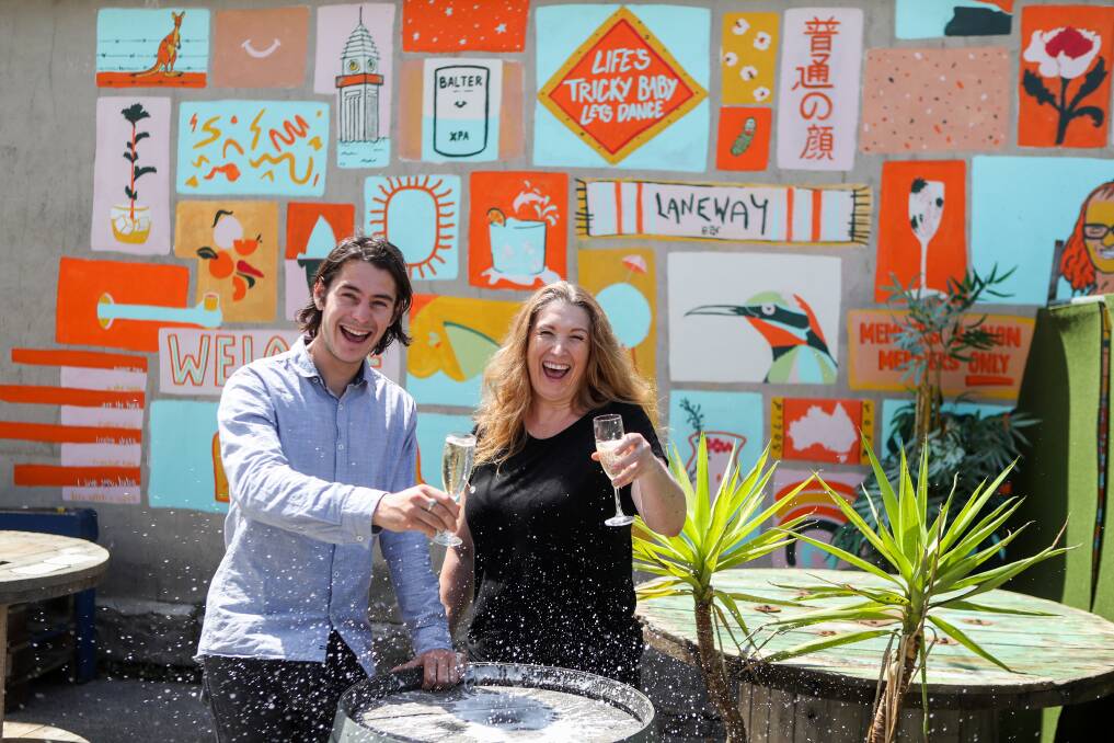 RAISE A GLASS: Warrnambool and District Food Share vice-chair Tonia Wilcox and Warrnambool Laneway Bar manager Patrick OBrien are excited about the upcoming annual charity night on February 21. Picture: Morgan Hancock