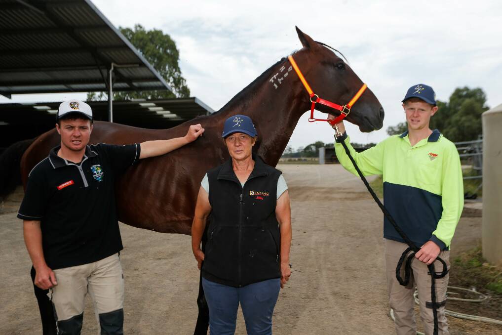 SUCCESS: Code Bailey with driver Jason Lee, trainer Marg Lee and owner Lochie Cook. Picture: Anthony Brady