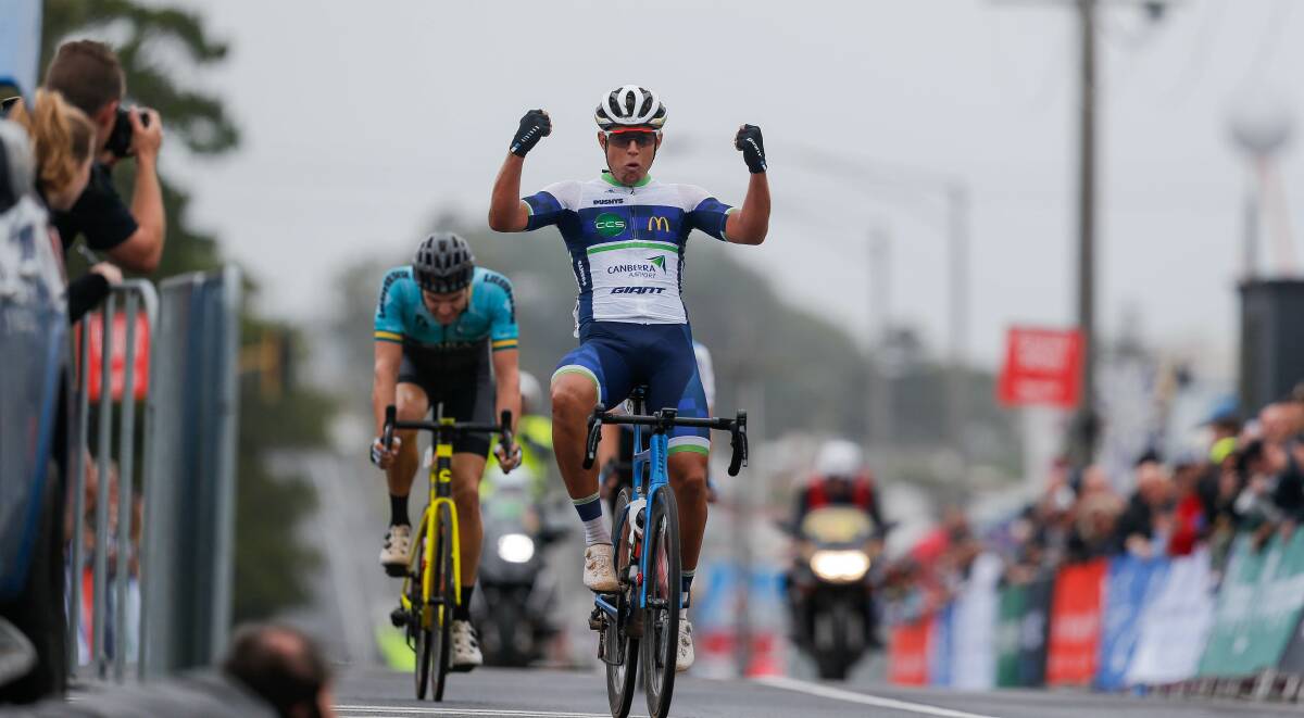 On track: Brendan Johnston wins the 2020 Melbourne to Warrnambool Cycling Classic. The classic remains scheduled for Febuarary 2021. Picture: Anthony Brady