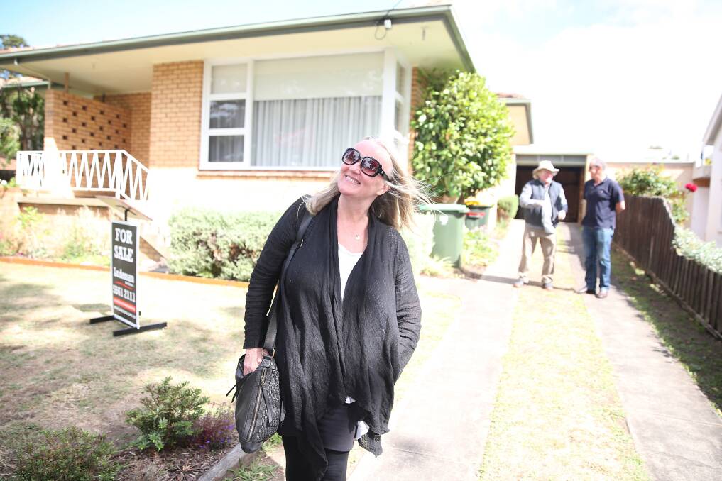 Winning bid: Melbourne's Libby Kerr after purchasing the property at 53 Henna Street, Warrnambool. Picture: Mark Witte