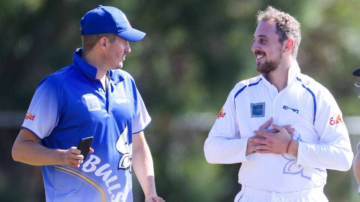 Brierly's Matthew Love speaks with Lachi Rooke during a break. The two had a combined score of over 220 on Saturday. Picture: Morgan Hancock