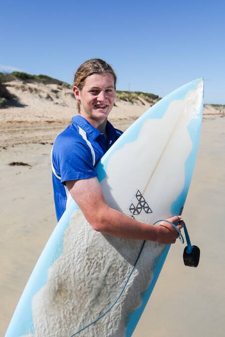 Big smile: Ned Deppeler is spending plenty of time in the surf. Picture: Morgan Hancock