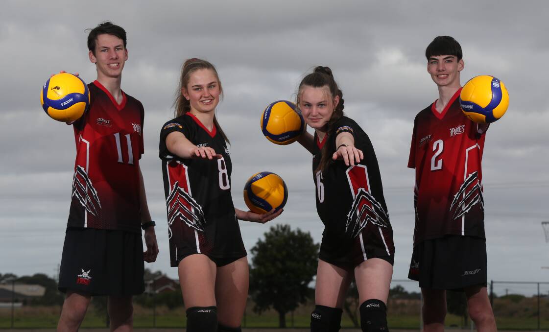 On the attack: South West Pirates players' Tristan Gibbs, Bella Van Vugt, Geena Van Vugt and Brandon Gibbs. Picture: Mark Witte