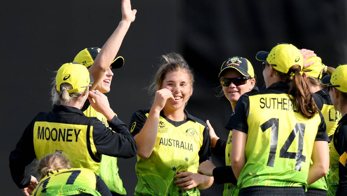 GLORY: Georgia Wareham and her Australian teammates have scored back-to-back ICC Women's Twenty20 World Cups. Picture: Morgan Hancock