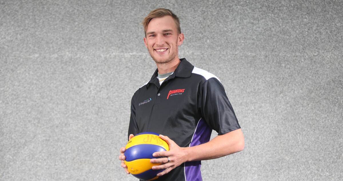All set: Phantoms volleyballer James Holland, of Warrnambool, is pumped for the Seaside Tournament this long-weekend. Picture: Mark Witte