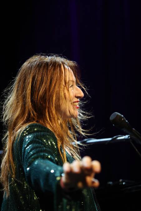 EMPOWERED: Judith Owen on the River Stage at Port Fairy Folk Festival. Picture: Mark Witte