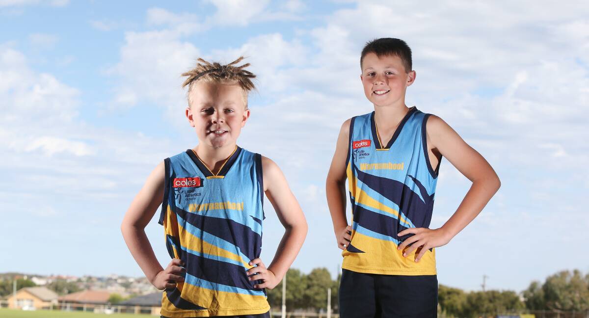Family: (l-r) Brothers Jaxon and Ryder Morgan will represent Warrnambool Little Athletics at the state championships: Picture: Mark Witte