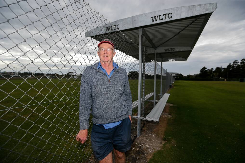 NEW Additions: Warrnambool Lawn Tennis Club's Lew Officer with the new shelters. Picture: Anthony Brady