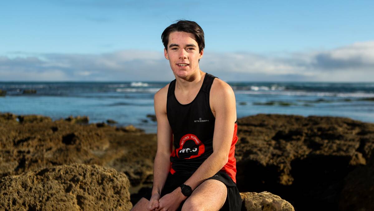 Young talent: Warrnambool athlete Zac Norton, 16, has his sights set on running for a college team in America. Norton is from Warrnambool and boards at Geelong College. Picture: Morgan Hancock
