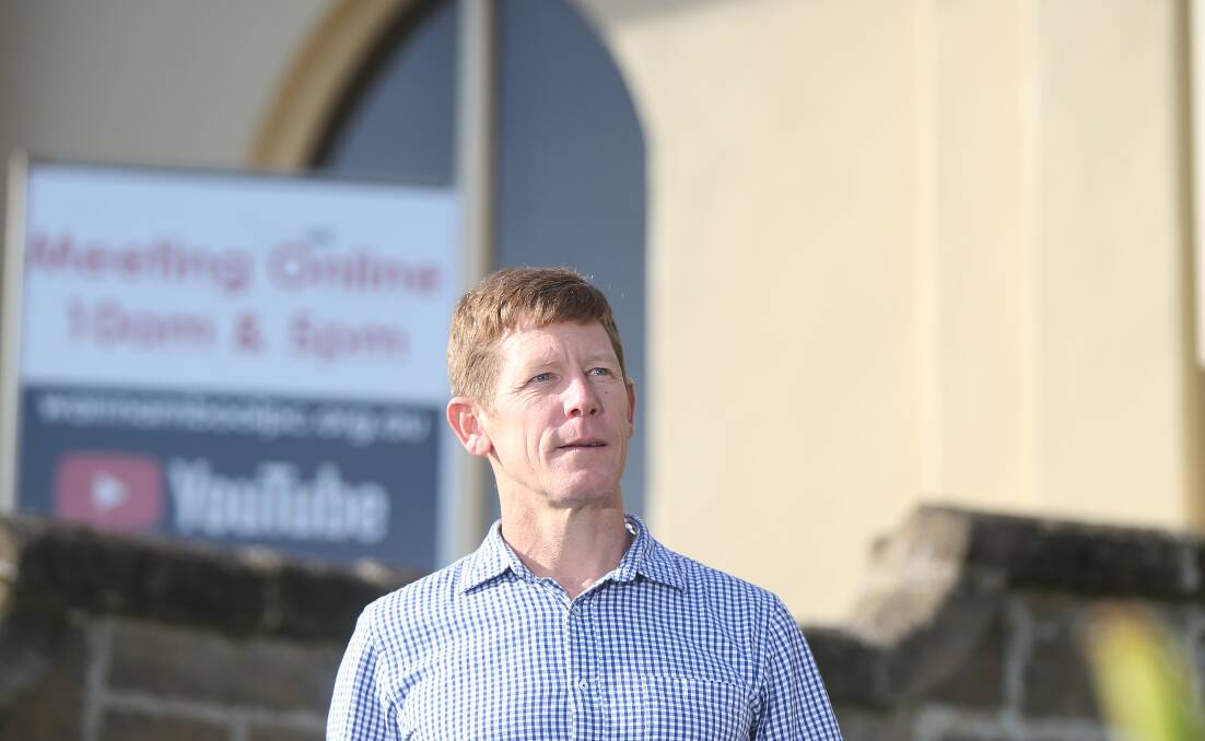 STAYING CONNECTED: Warrnambool Presbyterian Church Pastor Ben Johnson is continuing church services online despite the easing of coronavirus restrictions. Picture: Mark Witte