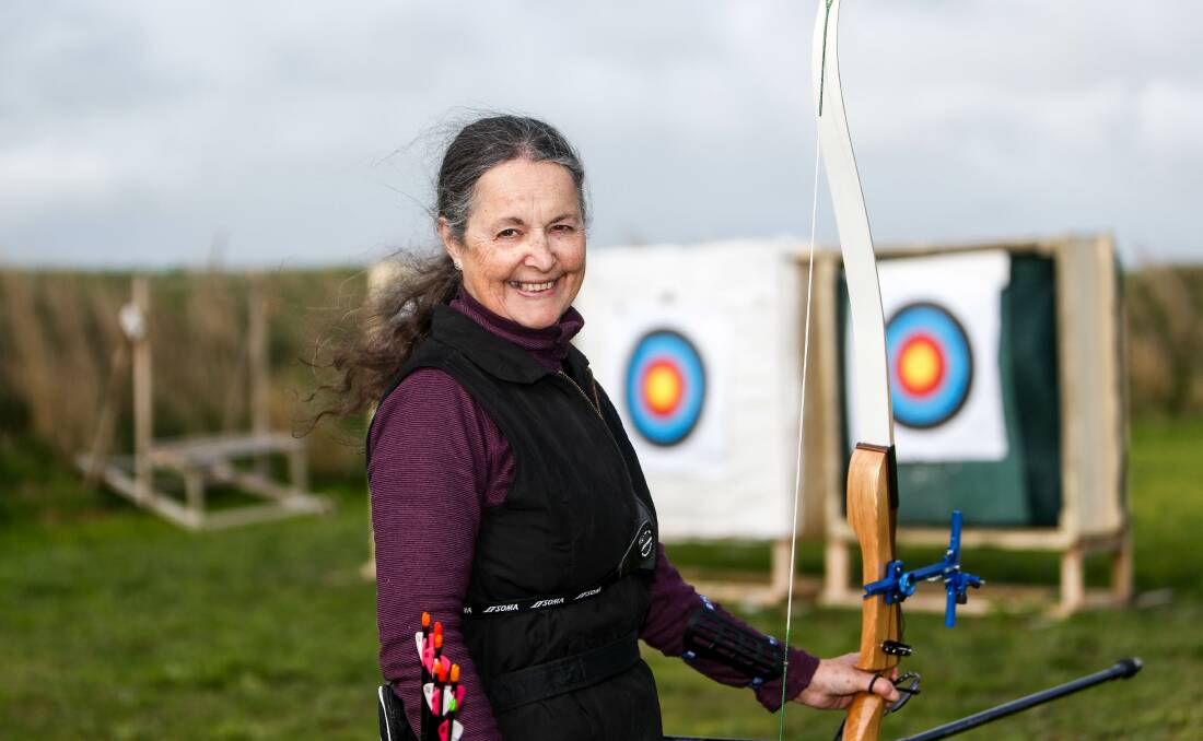 Leader: Archers of Warrnambool committee member Denise Burrell in action at the club's outdoor range. She's driving a project to increase female participation at the club. Picture: Anthony Brady