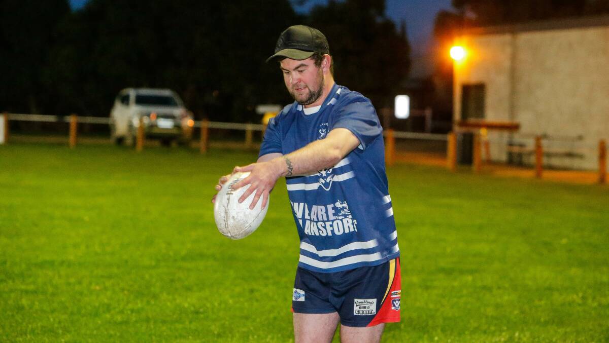 BACK AT IT: Harry Searle returned to training with Allansford on Tuesday night. Picture: Anthony Brady