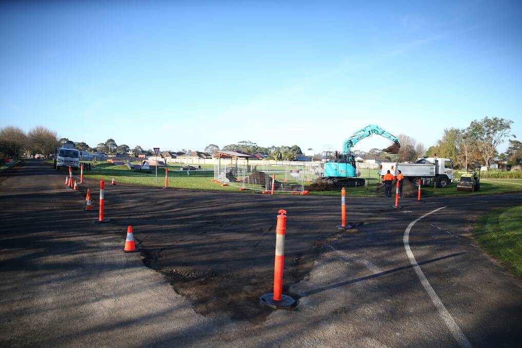 Road works commences near the Koroit Railway Station. Picture: Mark Witte