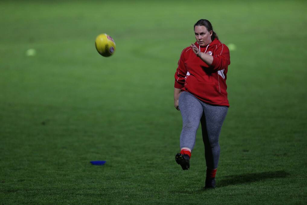 On pause: Bianca Prziovska-Kibeiks at South Warrnambool training in June. The Roosters have postponed training for the next month. Picture: Mark Witte