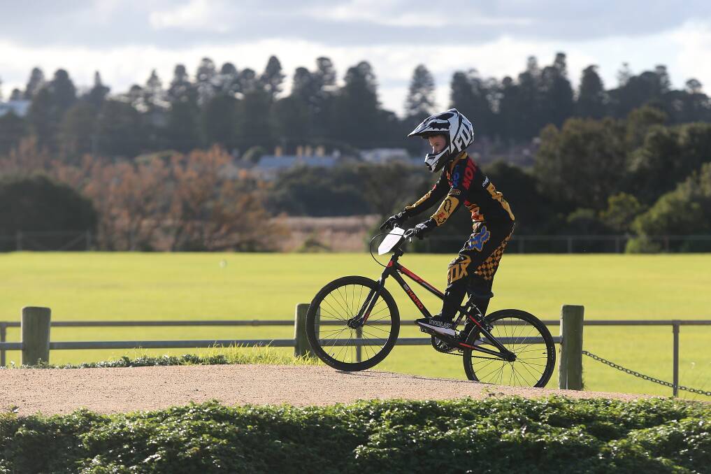 SCENIC RIDE: Chase Van Ginneken goes over a mound at the Warrnambool BMX track at Jetty Flat during a training run on Saturday. Picture: Mark Witte