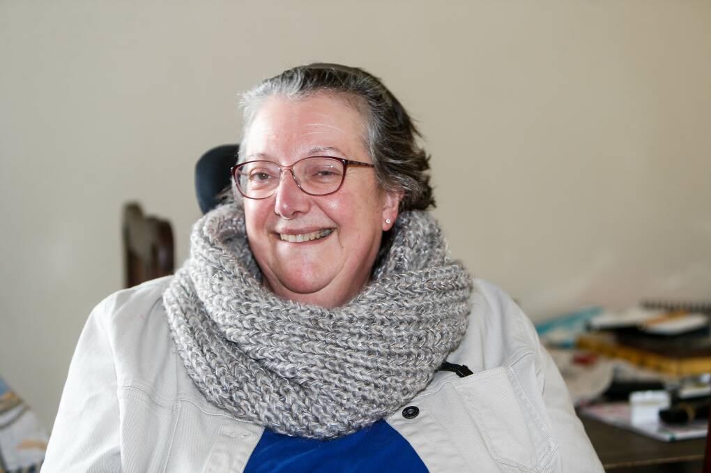 HAPPY: Heather Coulson is all smiles now she has achieved her aim of living independently. Ms Coulson has praised the NDIS for helping her reach her goal. Picture: Anthony Brady