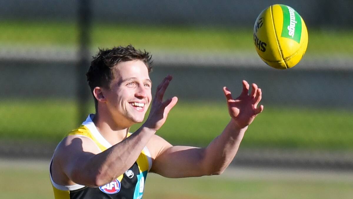HAPPY DAYS: Jack Billings of the Saints trains during an open training session. Picture: Morgan Hancock