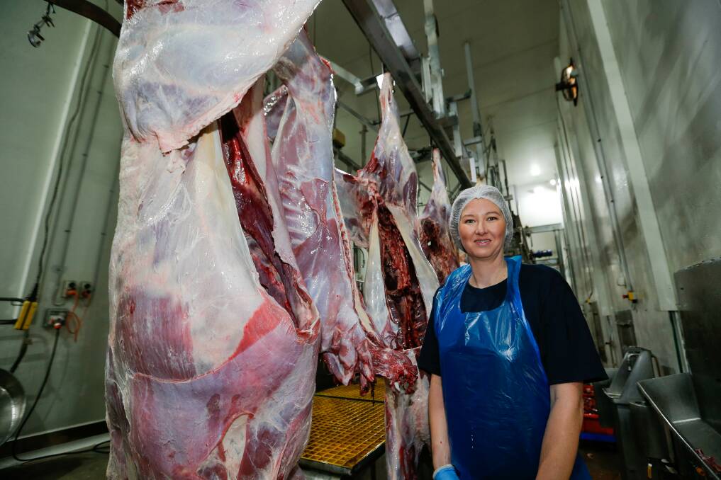 Koallah Farm owner Rachel Castle with venison she is processing. Picture: Anthony Brady