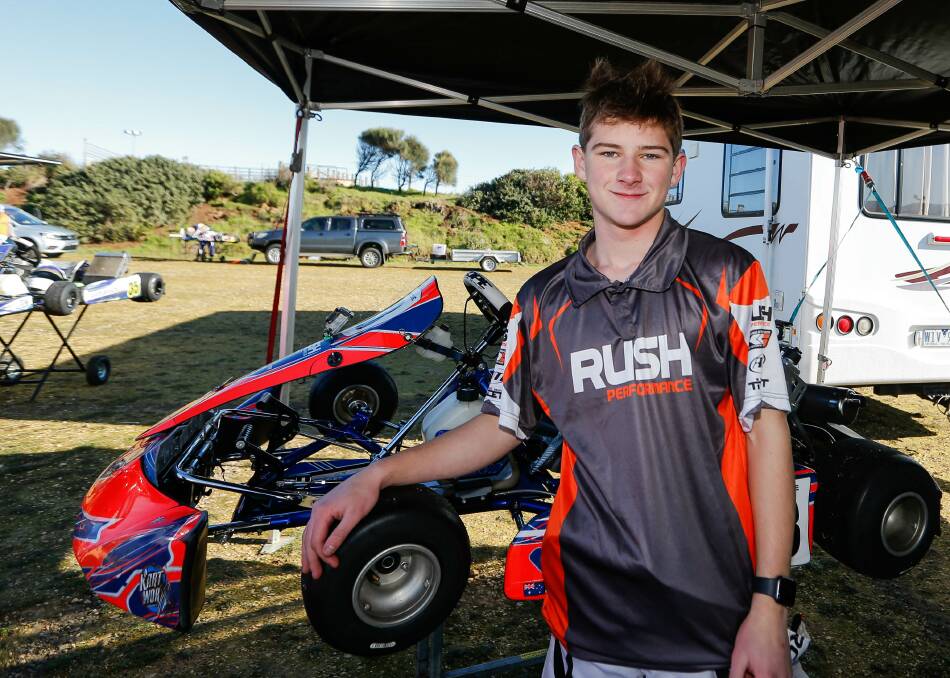 BACK INTO IT: Driver Jaxon Johnstone at the Warrnambool Kart Club's race day. Picture: Anthony Brady