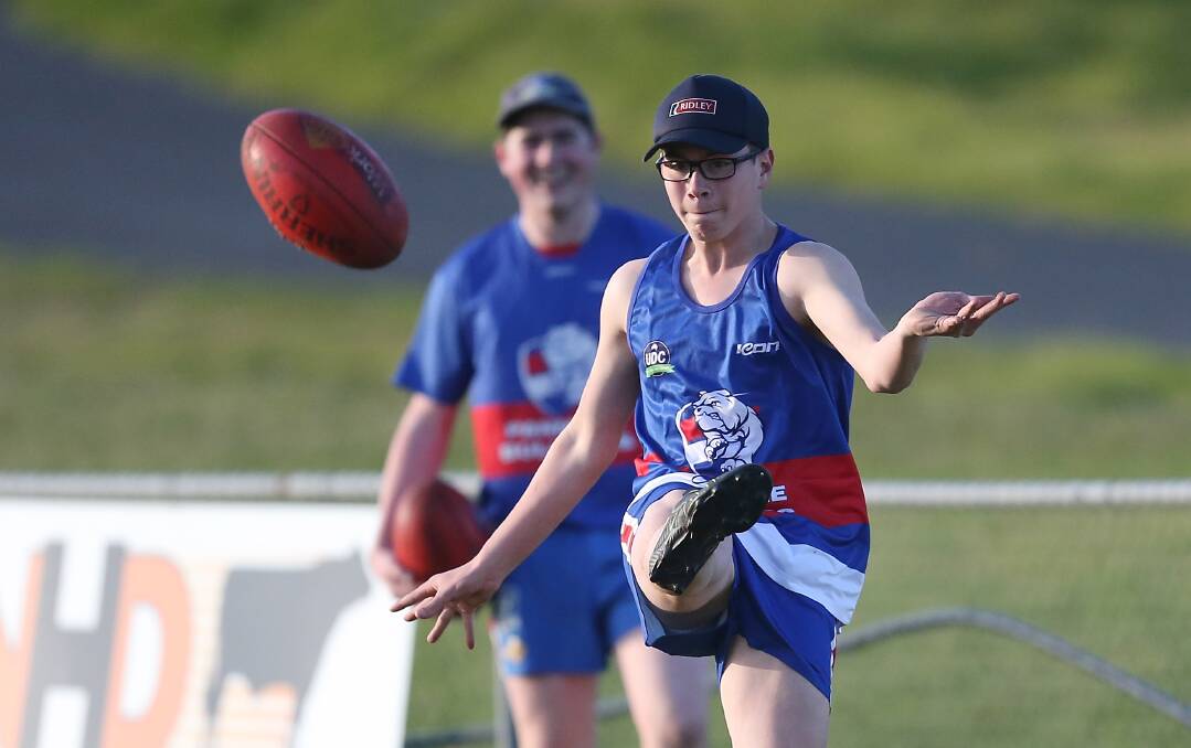 Kicking on: Panmure's Archie Lenehan kicks the ball at under 18s training this year. Picture: Mark Witte