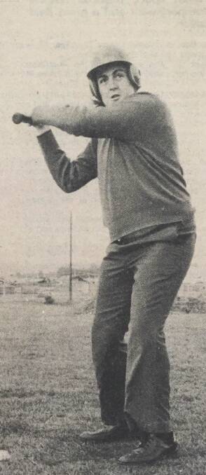 HIT: Port Fairy's Trevor Kemp takes a break from the classroom in July 1980 to have a game of baseball. 