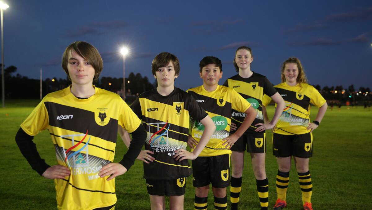 GAME TIME: Warrnambool Wolves' Julian Cooke, Archie Pickett (under 12s), Francisco Cognian, Molly Leslie (under 14s) and Amber Smith (under 16) all return to the pitch this weekend. Picture: Mark Witte