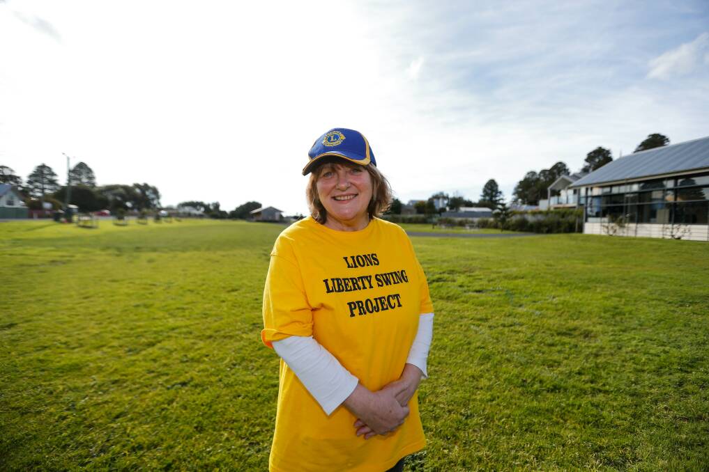ON THE JOB: Port Fairy Belfast Lions Club member Wendy Hunter is working on the Liberty Swing project. Picture: Anthony Brady