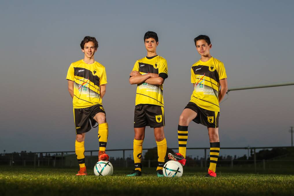BROTHERS' BOND: Daniel Lim, 16, Joseph Lim, 14, and Gabriel Lim, 12, kicked a bag of goals for Warrnambool Wolves one weekend. Picture: Morgan Hancock