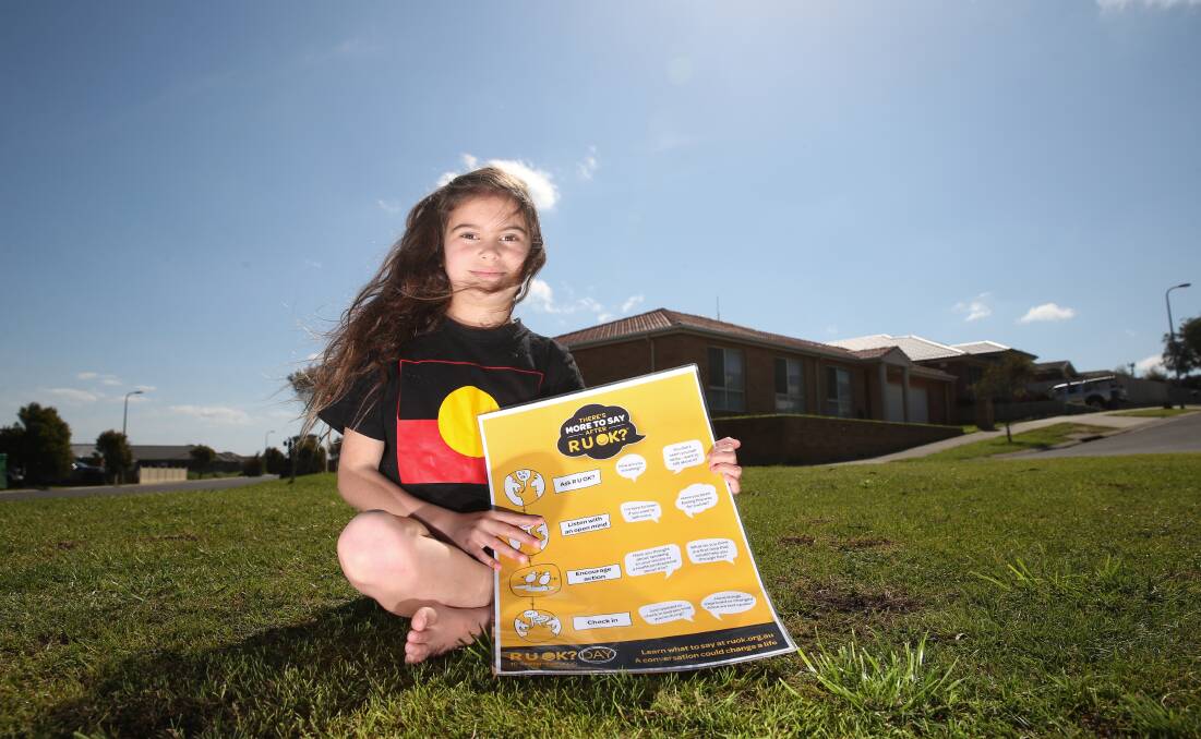 POWERFUL MESSAGE: Warrnambool's Shayla Chatfield, 7, has urged people to reach out to others to make sure they are OK. Picture: Mark Witte