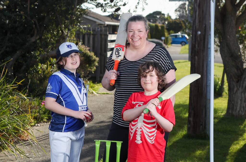 GROWING SPORT: Sarah Gravolin - with her sons Liam, 10, and Connor, 8 - is getting into the cricket spirit as participation from women continues to grow across the country. Picture: Morgan Hancock