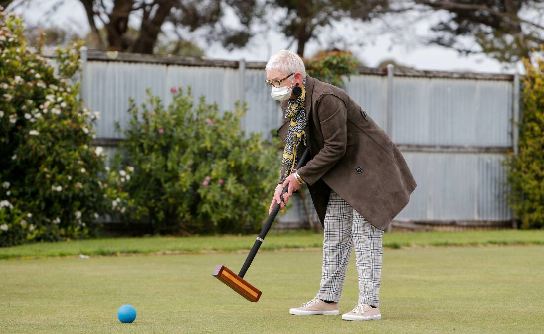 Having fun: Warrnambool City Croquet Club member Diana Sargent strikes the ball. Picture: Anthony Brady.