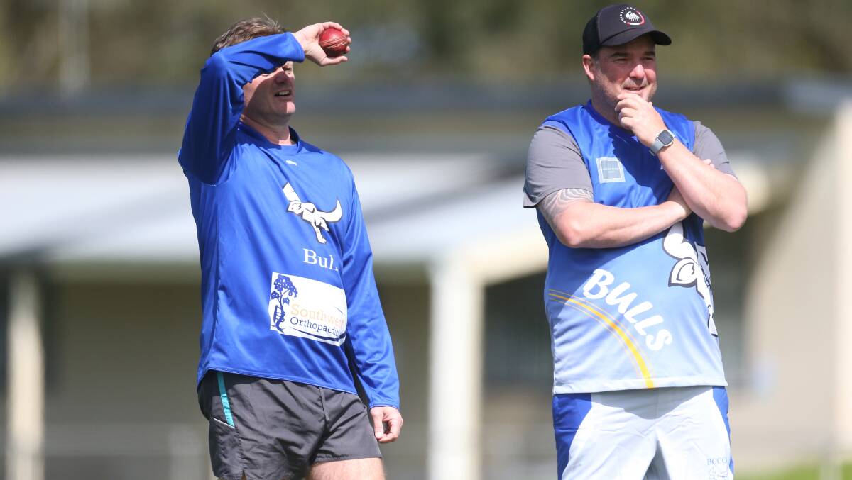Anthony Love and Kalon Wilkie have a chat at training. Picture: Mark Witte