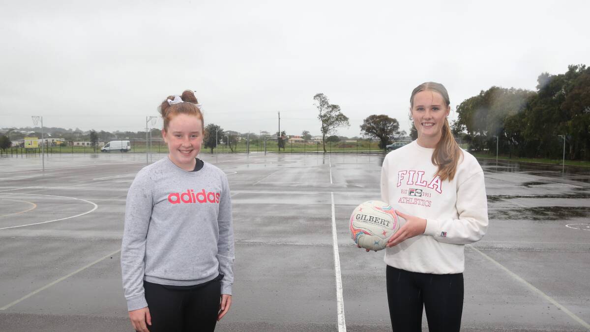 Thrilled: Hannah vandeCamp, 13, and Jessie Mellblom,16, excited for netball's return. Picture: Mark Witte