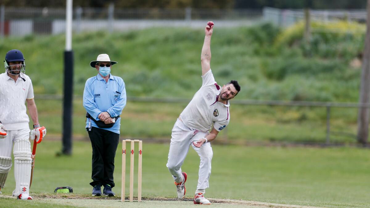 Consistent: Noorat's Gus Bourke fires one down. Noorat is getting plenty of value out of its young players including bowler James Moloney. Picture: Anthony Brady