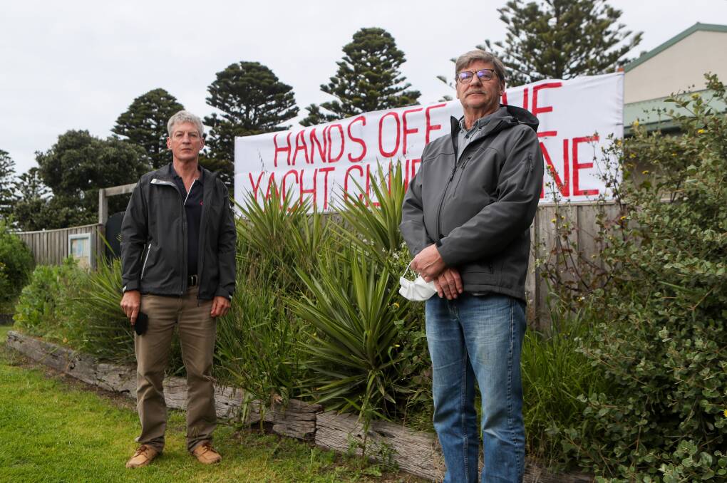 CONCERNED: Yacht club members Bruce Rea and Darrel Cairns didn't want a lease agreement with the council. Picture: Morgan Hancock