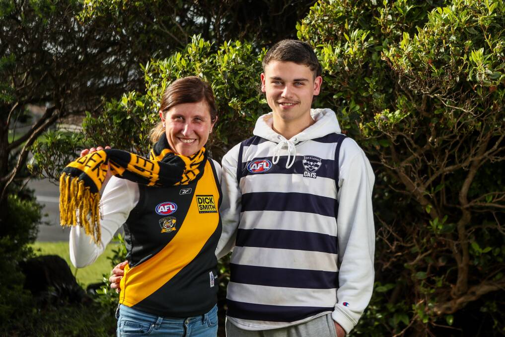 A HOME DIVIDED: Jessica Blacksell will be cheering on Richmond on Saturday while her son Seb Grundy will be barracking for Geelong. Picture: Morgan Hancock