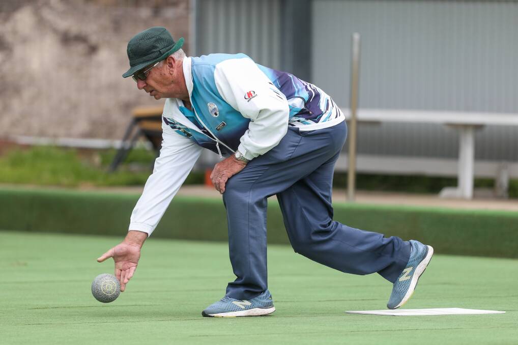 In action: Port Fairy president and Port Fairy Gold player Jack Smits rolls one down in his side's midweek pennant victory. Picture: Morgan Hancock