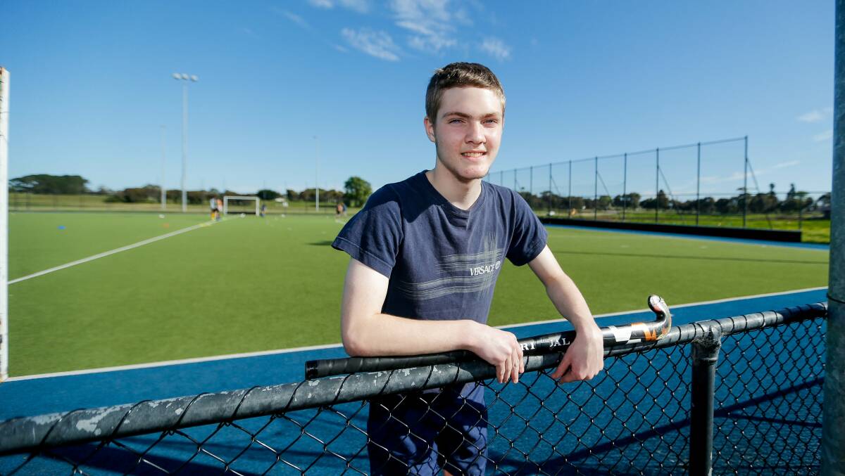 Good to be back: Alexander Stevenson at Warrnambool District Hockey Association's juniors open training session. Picture: Anthony Brady