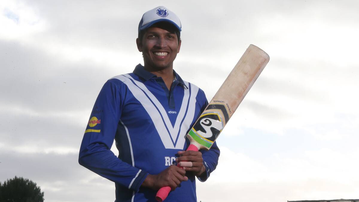 Russells Creek's Shashan Silva after making 100 in the match against West Warrnambool. Picture: Mark Witte
