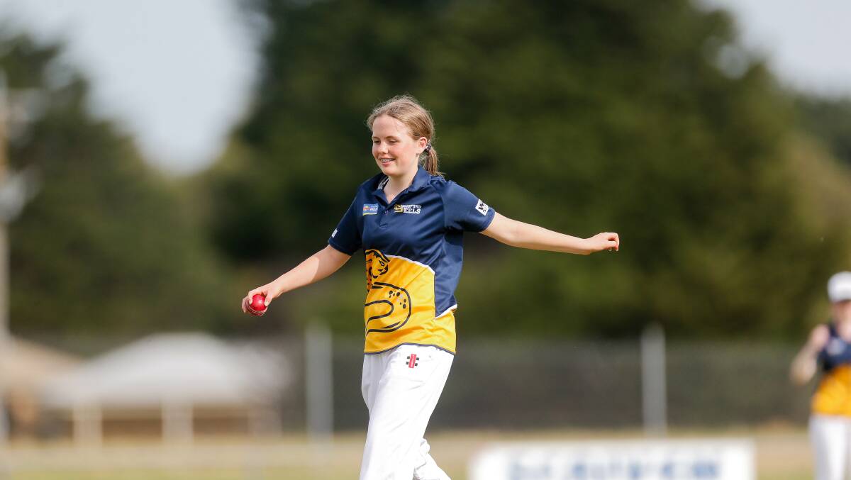 Enjoying cricket: Woodford's Lucy Murray during the Woodford versus Nirranda Under 17s girls game at Bushfield on Wednesday. Picture: Anthony Brady