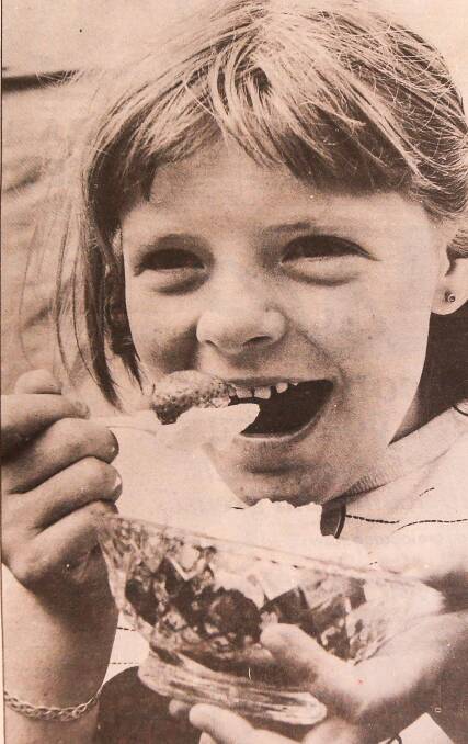 TUCK IN: Renee Kelly at the Port Fairy Strawberry Fair in 1983. 