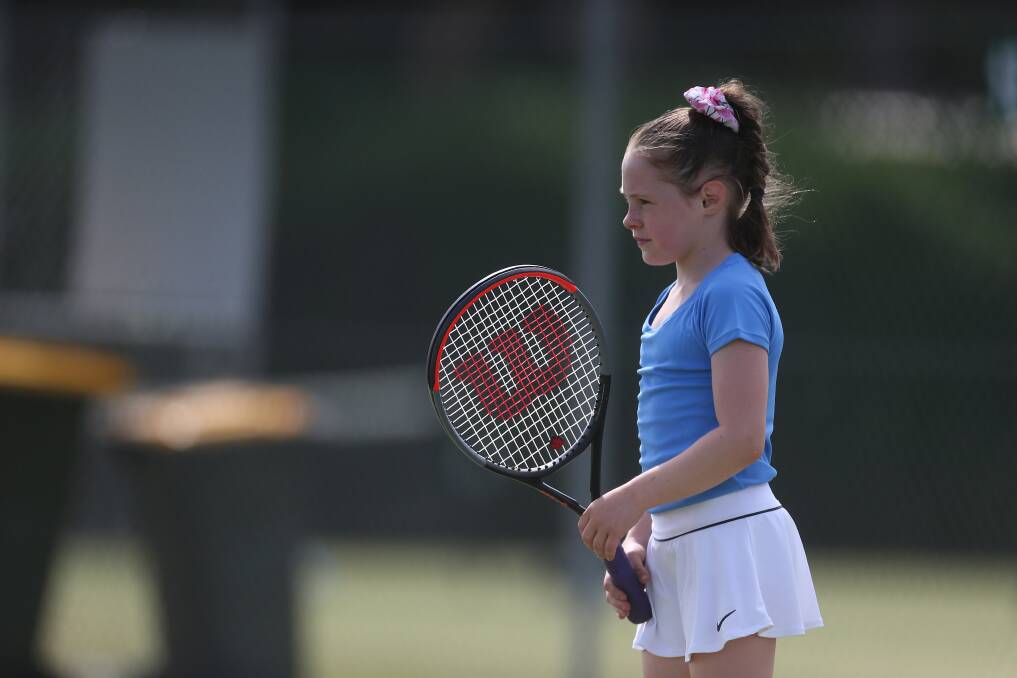 EAGER: Warrnambool's Lilly Crawford, 8, is the daughter of tennis coach Helen Pavaevagelou. Picture: Mark Witte