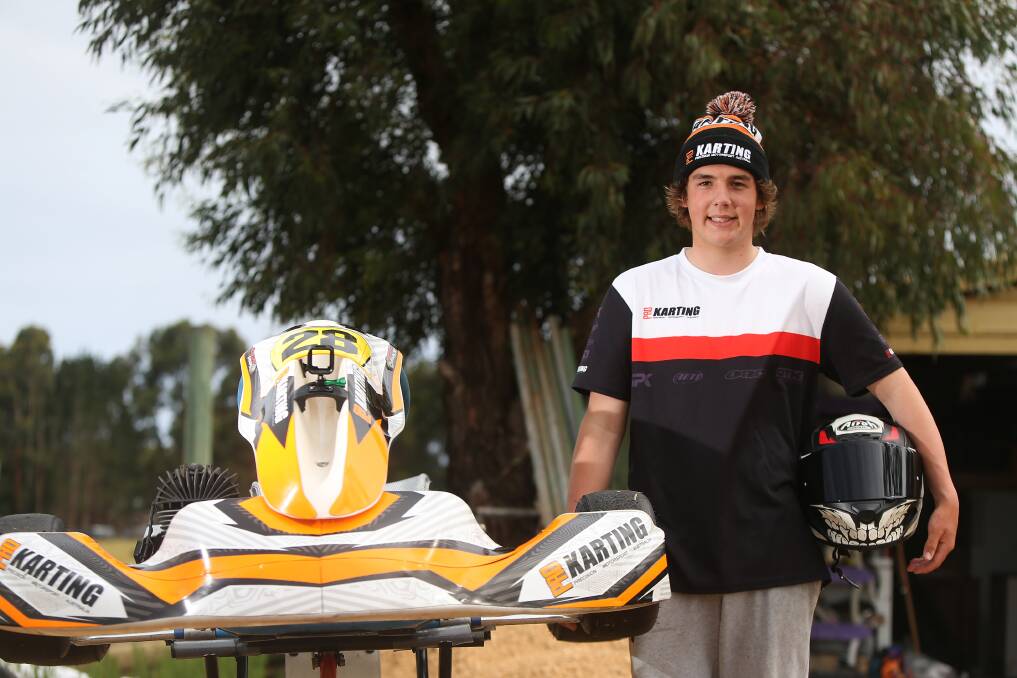 Raring to go: Warrnambool Kart Club driver Ryan Cook, 16, is racing in this Sunday's Inter Club Challenge at Lake Gillear. Picture: Mark Witte