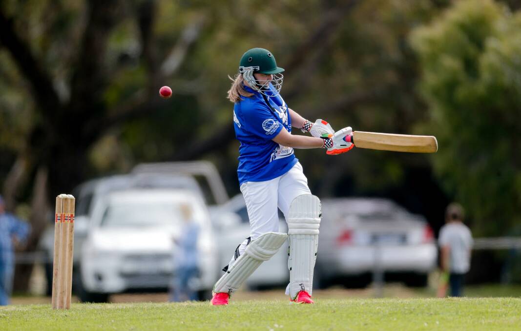WORKING HARD: Brierly-Christ Church's Mikayla Hein attempts a pull shot against Nestles on Sunday. Picture: Anthony Brady