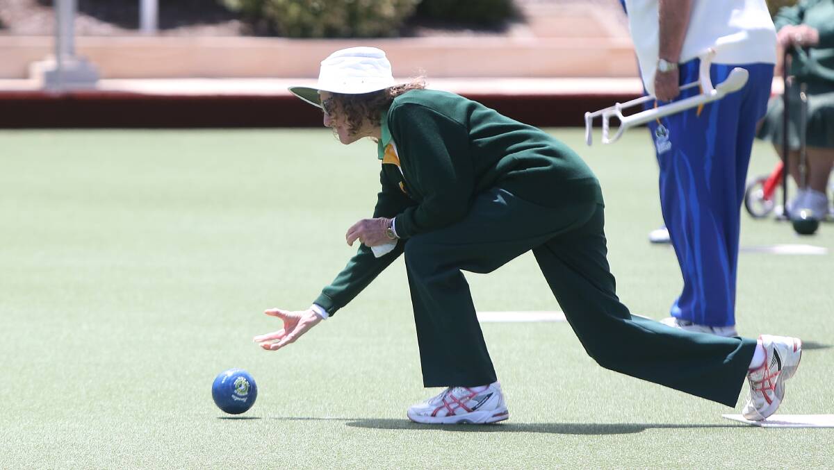 ON TARGET: Terang Gold's Roslyn Ross sends her bowl down the green during midweek pennant on Tuesday. Picture: Mark Witte