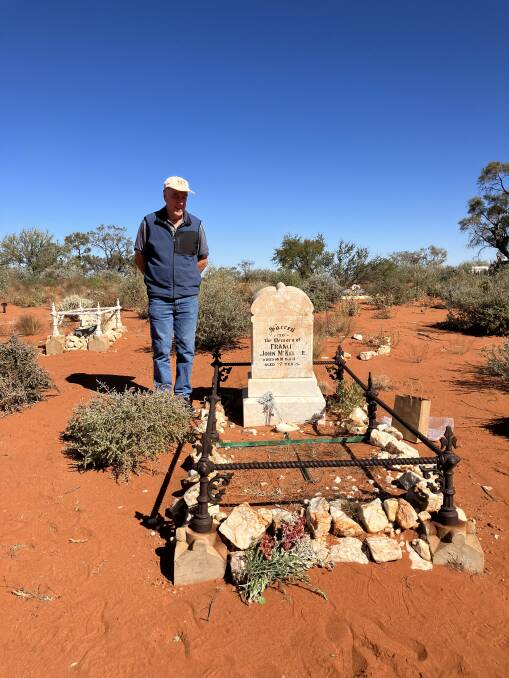 Bill McKellar at his uncle Frank's gravesite in Nannine Cemetery. Picture supplied