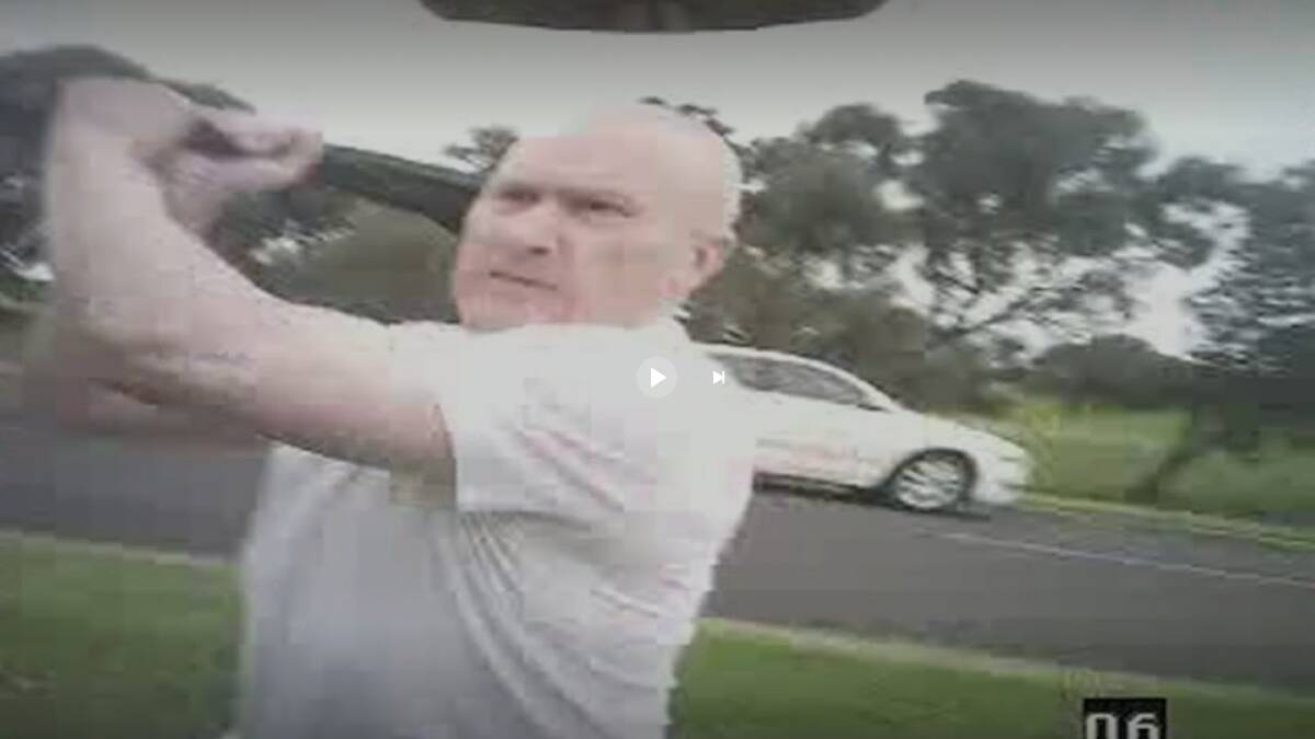 Footage: The video of Steven Cleary assaulting police was played to the court.